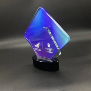 Premium crystal trophy diamond-shaped