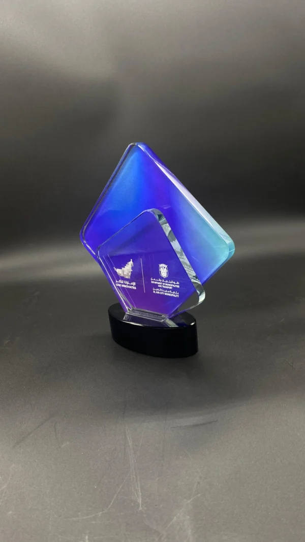 Premium crystal trophy diamond-shaped