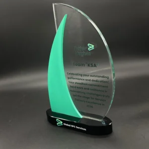 A uniquely crafted crystal  trophy