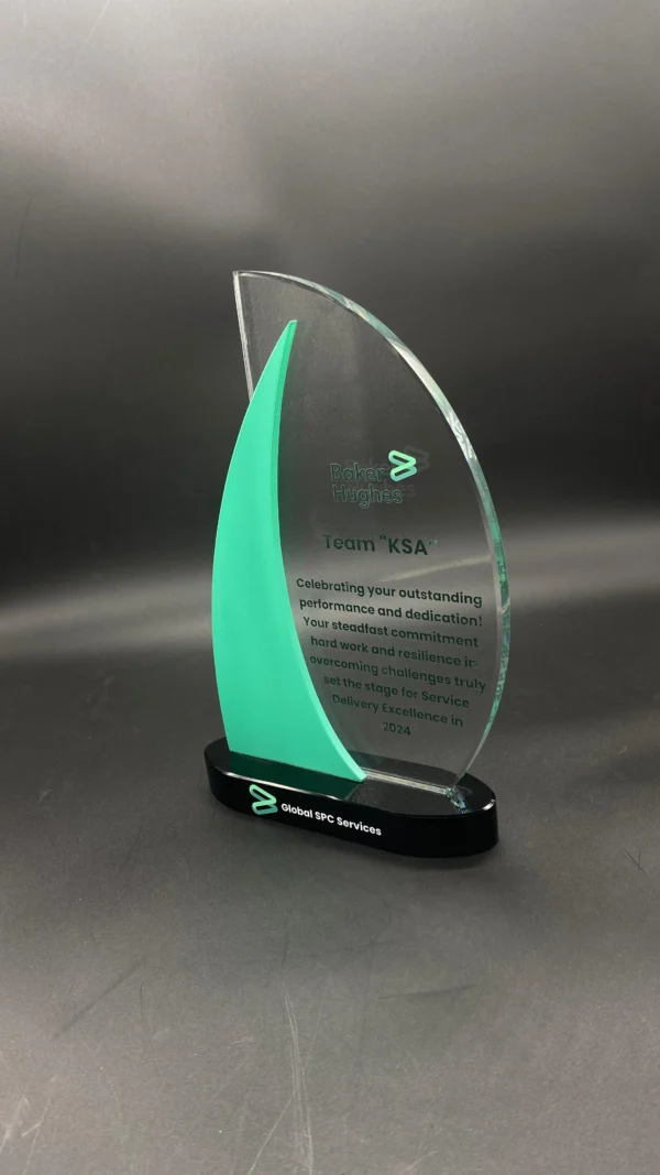 A uniquely crafted crystal  trophy