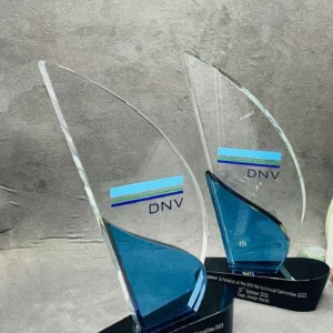 Uniquely crafted crystal  trophy boat shaped