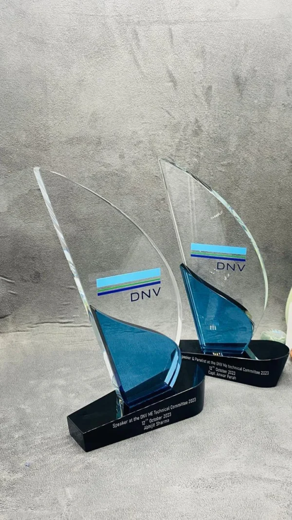 Uniquely crafted crystal  trophy boat shaped