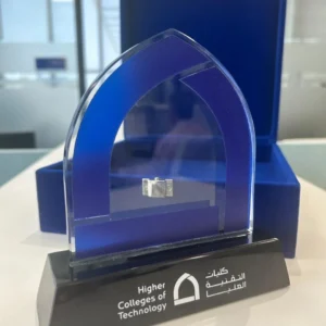 Uniquely crafted crystal trophy'