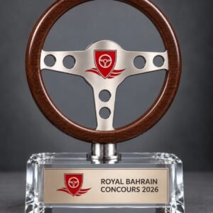 Royal Bahrain Concours 2026 steering wheel crystal trophy